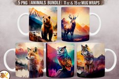 Animals Mug Sublimation Bundle, 11 oz Wild Animal Mug Wrap Product Image 1