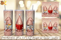 Book Gnomes Tumbler Wrap, 20 oz Skinny Tumbler Sublimation Product Image 2