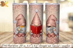 Book Gnomes Tumbler Wrap, 20 oz Skinny Tumbler Sublimation Product Image 1