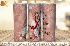 Wine Gnome Tumbler Wrap, 20 oz Skinny Tumbler Sublimation Product Image 1