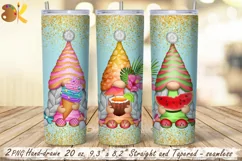Summer Gnomes Tumbler Wrap, 20 oz Skinny Tumbler Beach Png Product Image 1