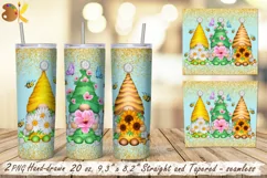 Flower Summer Gnomes Tumbler Wrap, 20 oz Skinny Tumbler Png Product Image 2