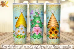 Flower Summer Gnomes Tumbler Wrap, 20 oz Skinny Tumbler Png Product Image 1