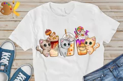 Halloween Coffee Png Clipart, Cute Cats Png, Fall Latte Png Product Image 4