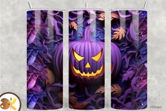 Halloween Pumpkin 3D Tumbler Wrap, 20 oz Purple Tumbler Product Image 1