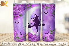 Witch Tumbler Wrap Png, 20 oz Halloween Tumbler Sublimation Product Image 1
