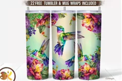 Hummingbird Tumbler Sublimation, 20 oz Tumbler Tropical Wrap Product Image 1