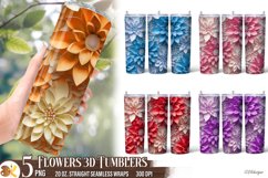 Flower 3D Tumbler Sublimation Bundle, 20 oz Tumbler Wrap Product Image 1