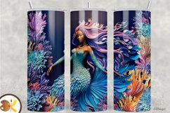 African American Mermaid 3D Tumbler, 20 oz Tumbler Wrap Product Image 1
