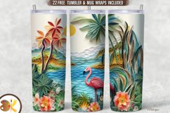 Flamingo Tumbler Sublimation, 20 oz Quilling Tumbler Wrap Product Image 1
