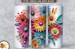 Flowers Tumbler 3D Wrap Sublimation, 20 oz Quilling Tumbler Product Image 1