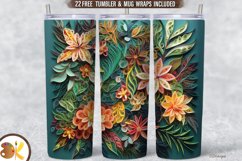 Flowers Tumbler 3D Wrap, 20 oz Quilling Tumbler Sublimation Product Image 1