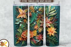Flowers Tumbler 3D Wrap, 20 oz Quilling Tumbler Sublimation Product Image 1