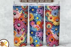 Flowers 3D Tumbler Sublimation, 20 oz Quilling Tumbler Wrap Product Image 1