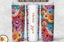Flower Tumbler Wrap, 20 oz Quilling Tumbler, Add Name Text Product Image 1