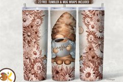 Coffee Gnome 20 oz Tumbler Sublimation, Flower Tumbler Wrap Product Image 1