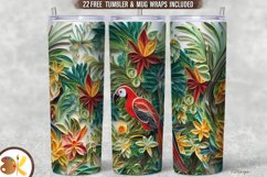 Parrot Tumbler Sublimation, 20 oz Quilling Tumbler Wrap Product Image 1