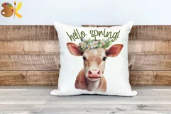 Cow Png Sublimation, Hello Spring Png, Farm Animal Png Product Image 4