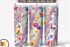 Flowers Tumbler Wrap Sublimation, 20 oz Spring Tumbler Wrap Product Image 1
