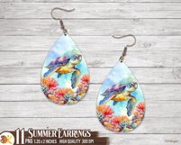 Summer Earrings Sublimation Bundle, Beach Earrings Png Product Image 10