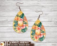 Summer Earrings Sublimation Bundle, Beach Earrings Png Product Image 12