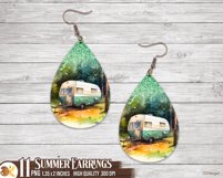 Summer Earrings Sublimation Bundle, Beach Earrings Png Product Image 4