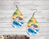 Summer Earrings Sublimation Bundle, Beach Earrings Png Product Image 2