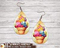 Summer Earrings Sublimation Bundle, Beach Earrings Png Product Image 6