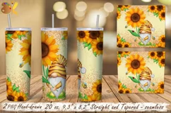 Sunflower Gnome Tumbler Sublimation, 20 oz Skinny Tumbler Product Image 2