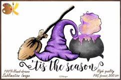 Witch Png Sublimation, Tis The Season Png, Witch Hat Png Product Image 1