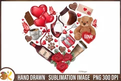 Valentines Sublimation Png, Wine Png, Love Coffee Png Product Image 1