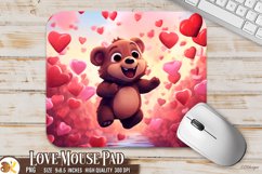 Bear Mouse Pad Sublimation, Love Mouse Pad Png Product Image 1