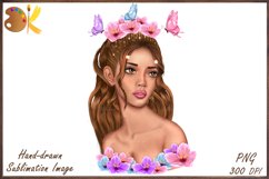 Spring Girl Sublimation, Flowers Sublimation Png Clipart Product Image 1