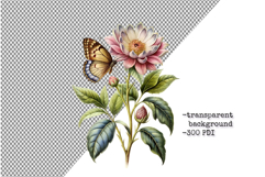 Vintage botanical pastel flowers with butterfly clip art Product Image 5