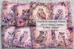 Purple Owls Blue Scrapbooking Papers | Printable Ephemera Product Image 1