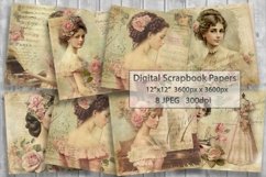 Vintage Girls Scrapbooking Papers | Printable Ephemera Product Image 1