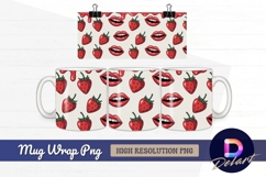 Strawberry lips pattern Mug Wrap PNG Design Product Image 1