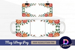 Elegant floral border frame roses Mug Wrap PNG Design Product Image 1