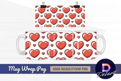 Heart pattern red cartoon style Mug Wrap PNG Design Product Image 1