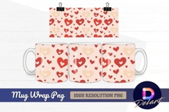 Red and cream hearts Mug Wrap PNG Design Product Image 1