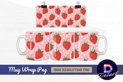 Strawberry pattern on pink background Mug Wrap PNG Design Product Image 1
