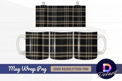 Black and beige plaid fabric Mug Wrap PNG Design Product Image 1
