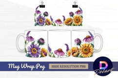 Watercolor flowers border design for mug design png Product Image 1