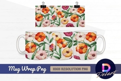 Embroidered floral pattern mug design png Product Image 1