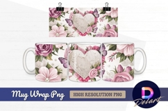Floral heart with butterflies mug design png Product Image 1