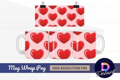 Red hearts pattern mug design png Product Image 1