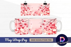Romantic hearts on tree branches mug design png Product Image 1