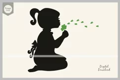 St. Patrick Day SVG, Girl Holding Clover Leaves, Lucky SVG Product Image 3