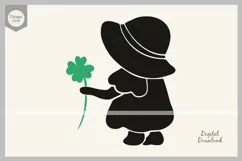 St. Patrick Day SVG, Girl Holding Clover Leaves, Lucky SVG Product Image 1