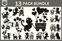 Cat SVG, Valentine's Day Cat SVG, Cat Silhouette, Cute Cat Product Image 4